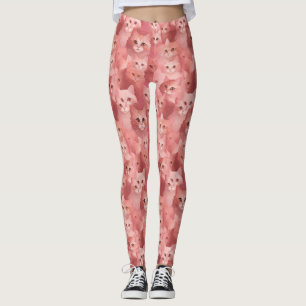 Adorable Blush Pink Cat Leggings