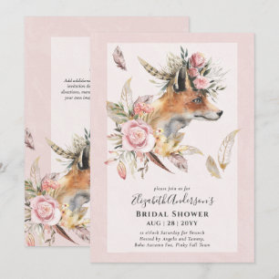 Adorable BOHO Fox Bridal Shower Lunch Invitation
