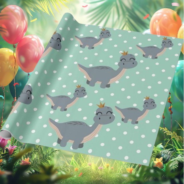 Adorable Boho Green Dinosaur Party Wrapping Paper (Transform your gifts with our adorable Boho green dinosaur party wrapping paper!)
