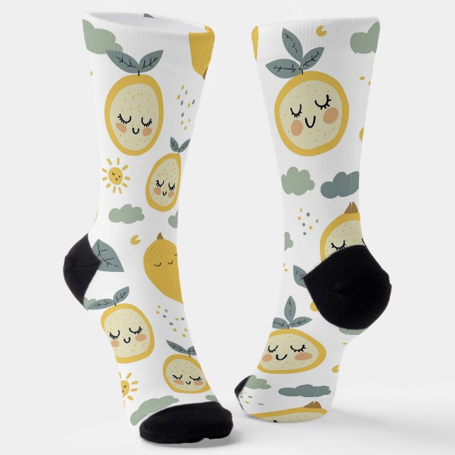 Adorable Boho Lemon  Socks (Angled)