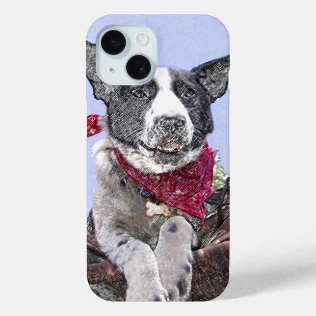 Adorable Border Collie Heeler Mix Dog Sketch Art Case-Mate iPhone Case (Back)