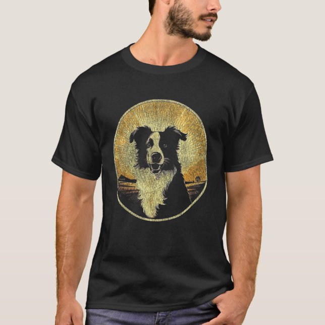 Adorable Border Collie Illustration Graphic For Do T-Shirt (Front)