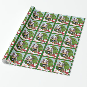 Adorable Border Collie Reindeer Christmas wrapping Paper