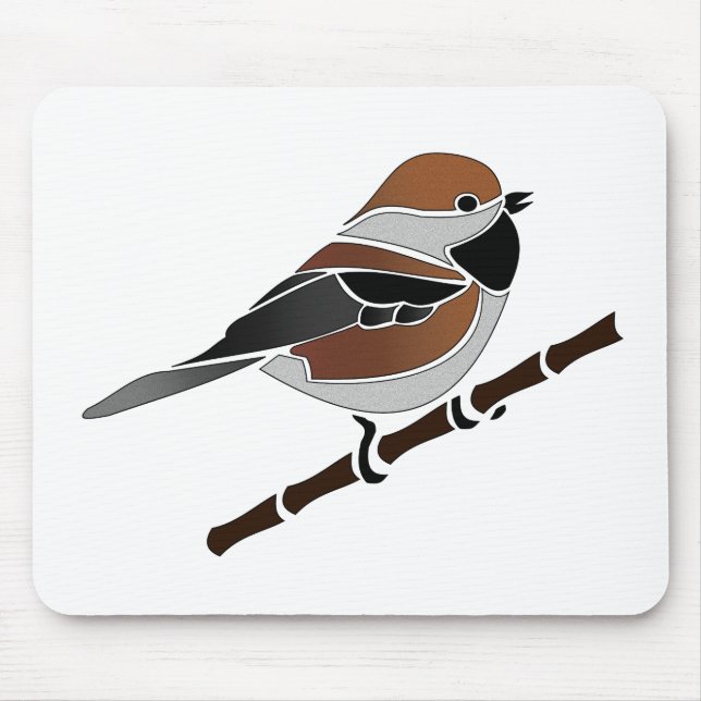 Adorable Boreal Chickadee Bird Cartoon Mouse Mat (Front)