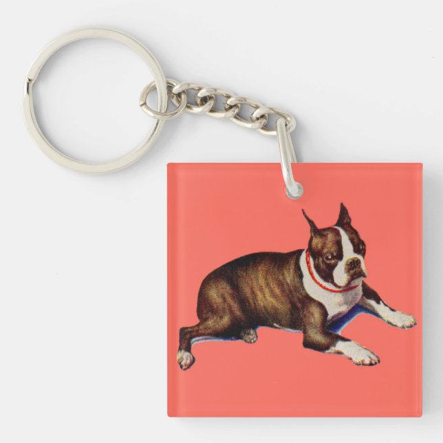 adorable Boston terrier Key Ring (Front)