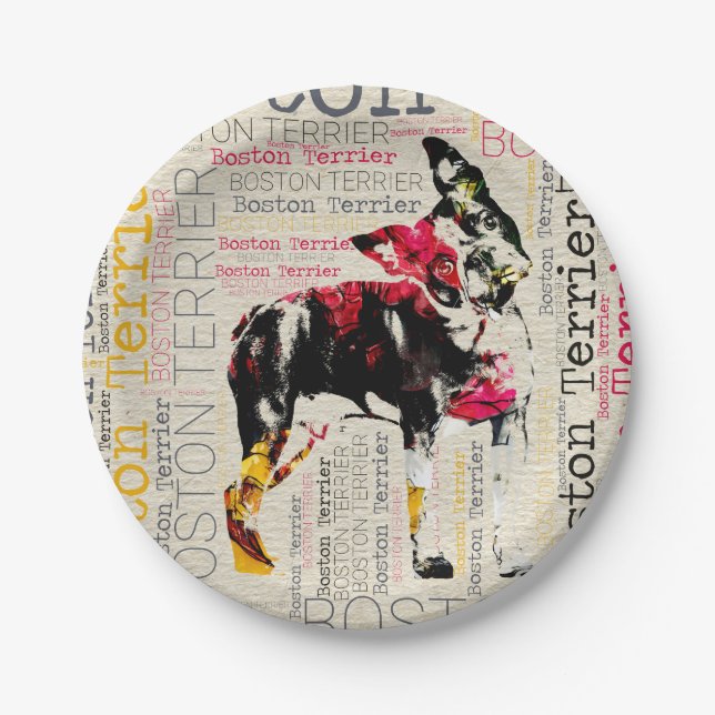 Adorable Boston Terrier Paper Plate (Front)