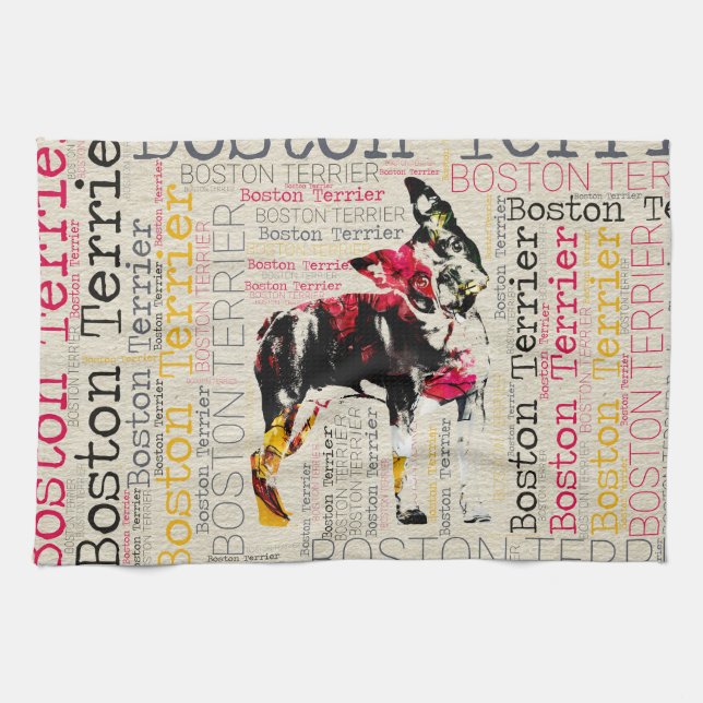 Adorable Boston Terrier Tea Towel (Horizontal)