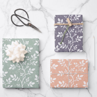 Adorable Botanical Branches and Leaves Wrapping Paper Sheet