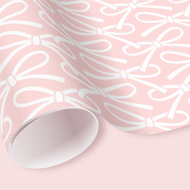 Adorable Bow Pattern Gift Wrap Pink White (Creator Uploaded)