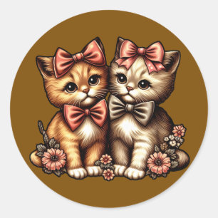 Adorable Bow-Tied Kittens Classic Round Sticker