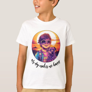 Adorable Boy and his Cute Puppy   Kids T-Shirt
