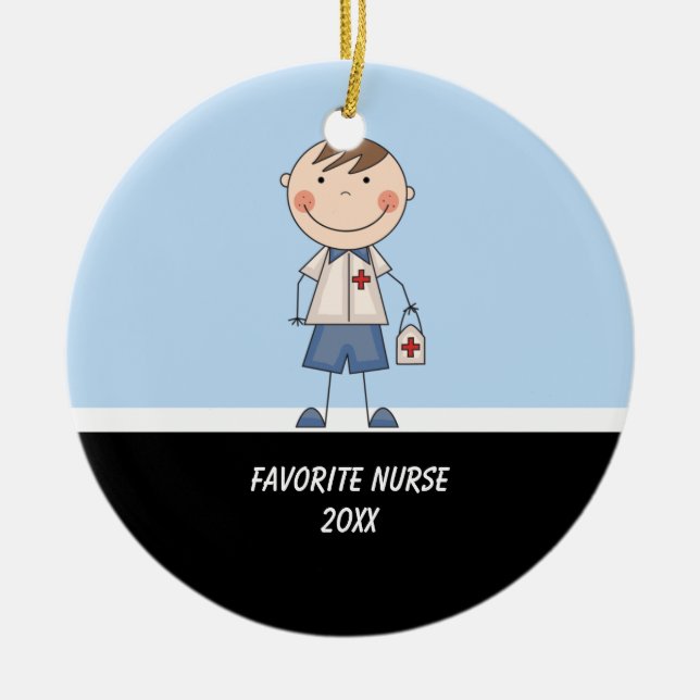 Adorable Boy Nurse Ornament (Front)