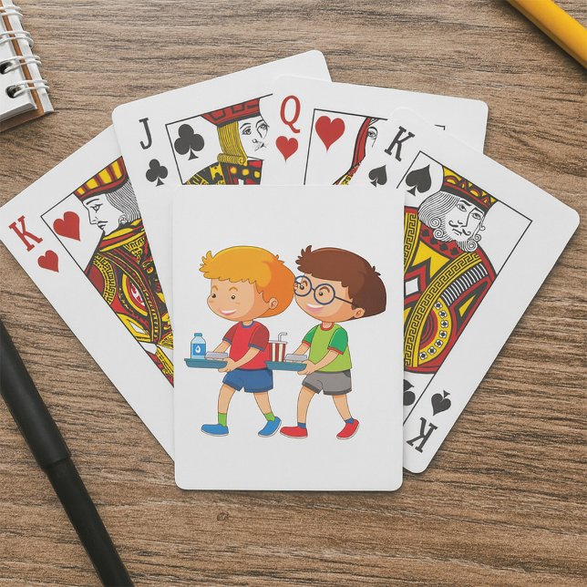 Adorable Boys Carrying Food Trays  Playing Cards (Creator Uploaded)