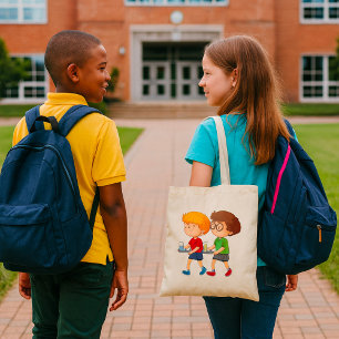 Adorable Boys Carrying Food Trays  Tote Bag