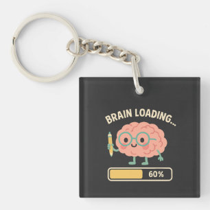 Adorable Brain Loading Illustration – 60% Study Key Ring