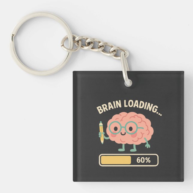 Adorable Brain Loading Illustration – 60% Study  Key Ring (Front)