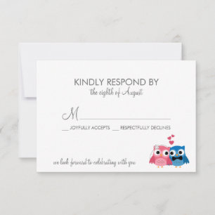 Adorable Bride and Groom Owls Wedding RSVP Card