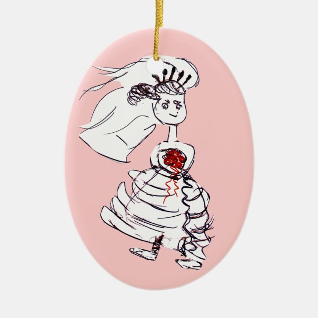 Adorable Bride Ceramic Tree Decoration (Front)