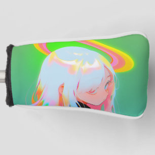Adorable Bright Neon Halo Anime Girl Golf Head Cover