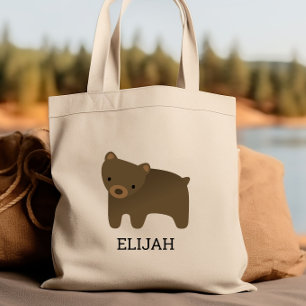 Adorable Brown Bear Kids' Personalised Tote Bag