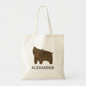 Adorable Brown Bear Kids' Personalised Tote Bag (Front)