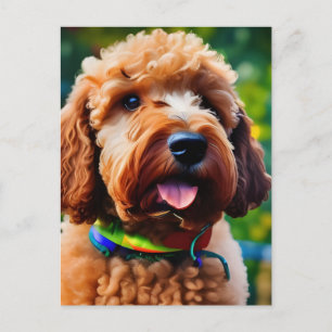 Adorable Brown Poodle Postcard