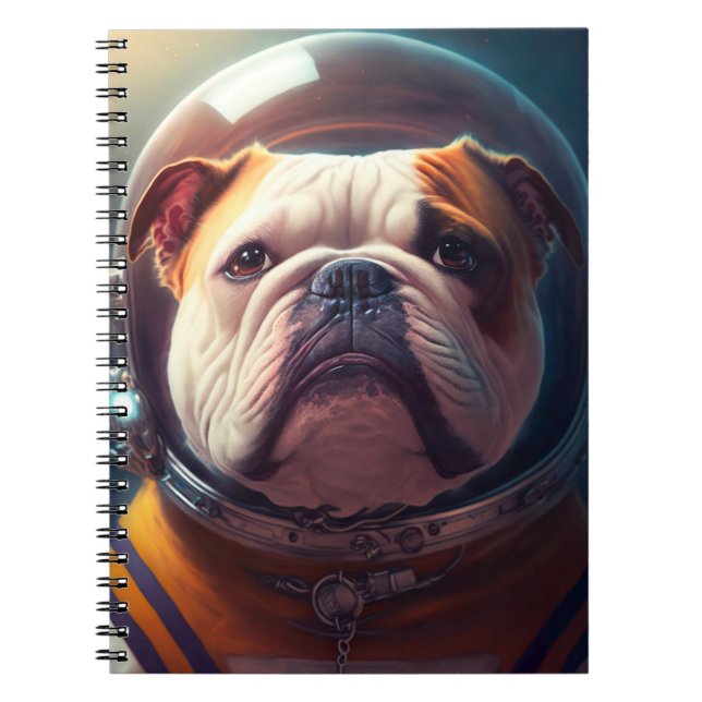 Adorable Bulldog Astronaut Notebook (Front)