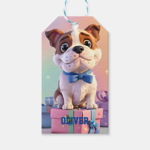 Adorable Bulldog Puppy Pastel Colours and Gifts Gift Tags