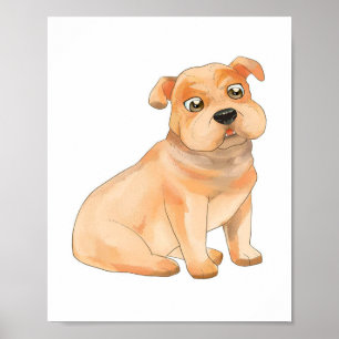 Adorable Bulldog Wall Art   Pitbull Owner Gift