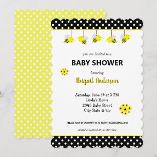 Adorable Bumble Bee Baby Shower Invitation