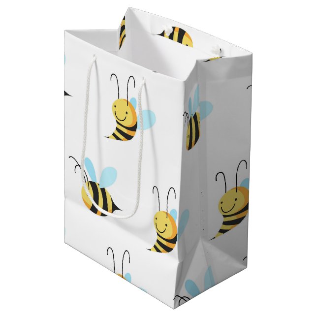 Adorable Bumble Bee Pattern Medium Gift Bag (Front Angled)