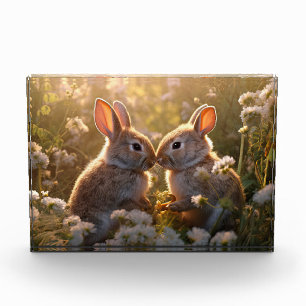 Adorable Bunnies in Spring Meadow Design Photo Block