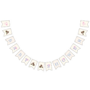 Adorable Bunnies with Hearts Boy Baby Shower Bunting