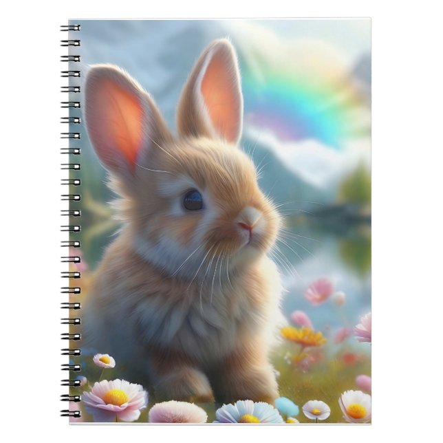 Adorable Bunny at an Enchanted Lake Notebook (Front)