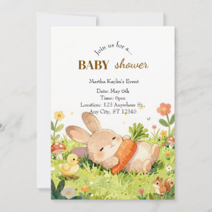Adorable Bunny Baby Shower Invitation