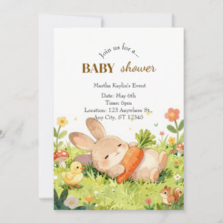 Adorable Bunny Baby Shower Invitation