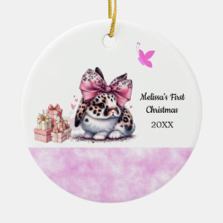 Adorable Bunny Baby's First Christmas Ceramic Tree Decoration