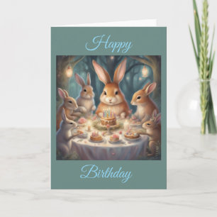 Adorable Bunny Birthday party in the Woods Card