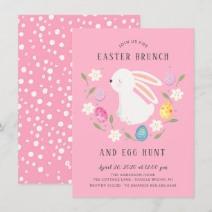 Adorable Bunny Easter Brunch & Egg Hunt Invitation
