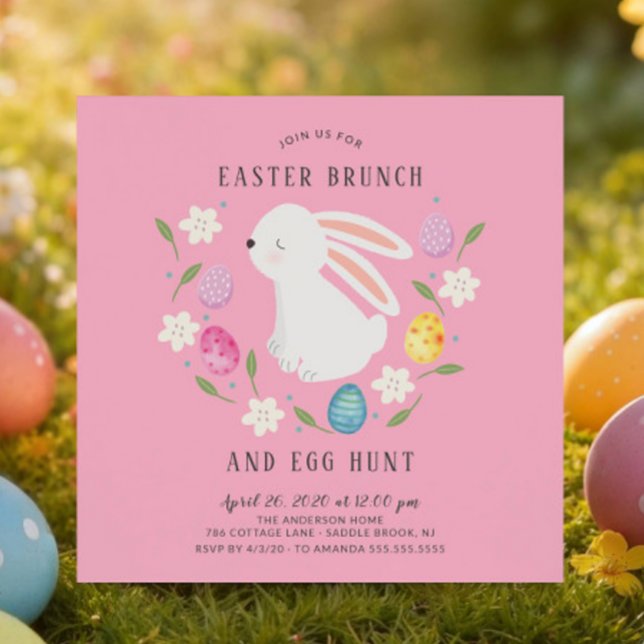 Adorable Bunny Easter Brunch & Egg Hunt Invitation (Creator Uploaded)