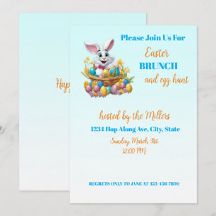 🐇 Adorable Bunny Easter Brunch & Egg Hunt Invitation