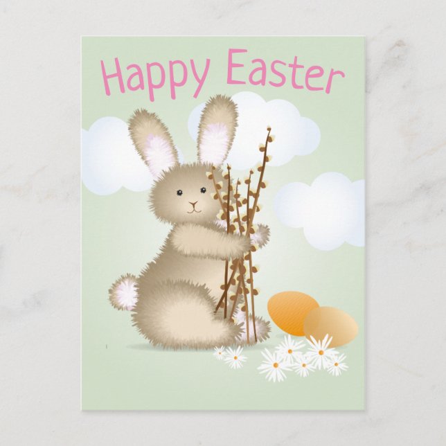 Adorable Bunny Happy Easter Postcard (Front)