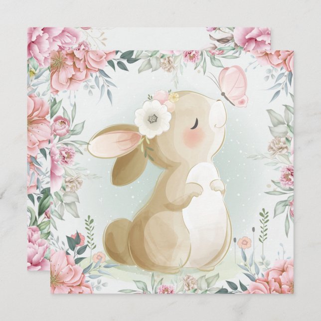 Adorable Bunny Holiday Card (Front/Back)