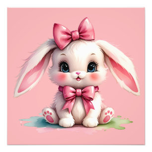 Adorable Bunny in Pink  Photo Print