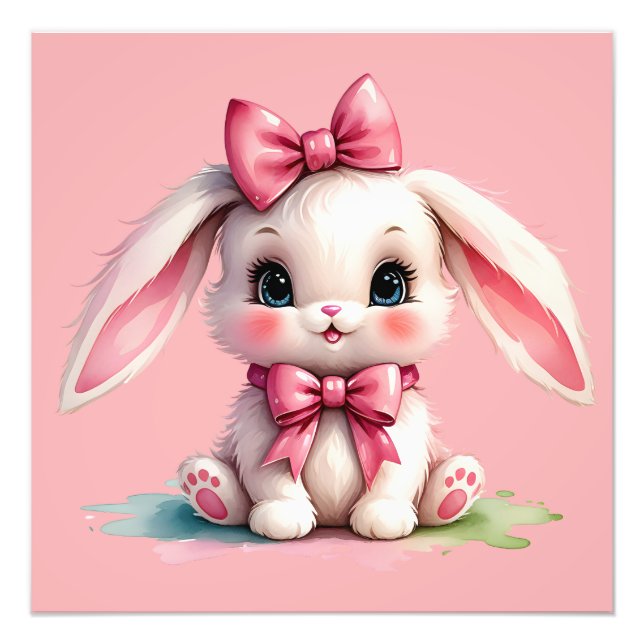 Adorable Bunny in Pink  Photo Print (Front)