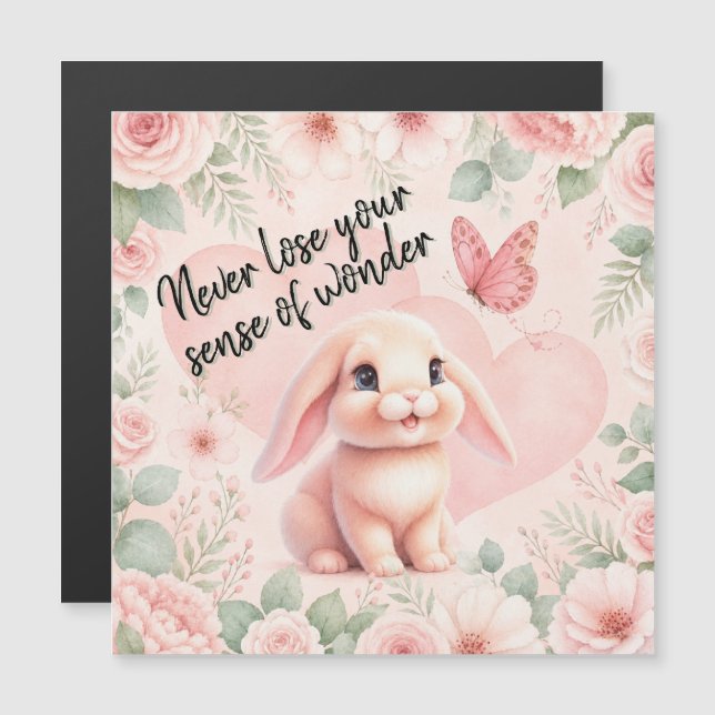 Adorable Bunny 'n Butterfly Magnet (Front/Back)
