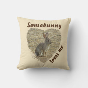 Adorable Bunny Photo Animal Pun Large Heart Cushion