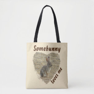 Adorable Bunny Photo Animal Pun Large Heart Tote Bag