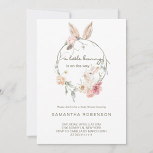 Adorable Bunny Rabbit Baby Shower Invitation