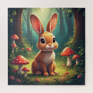 Adorable Bunny Rabbit in Enchanted Forest Jigsaw Puzzle